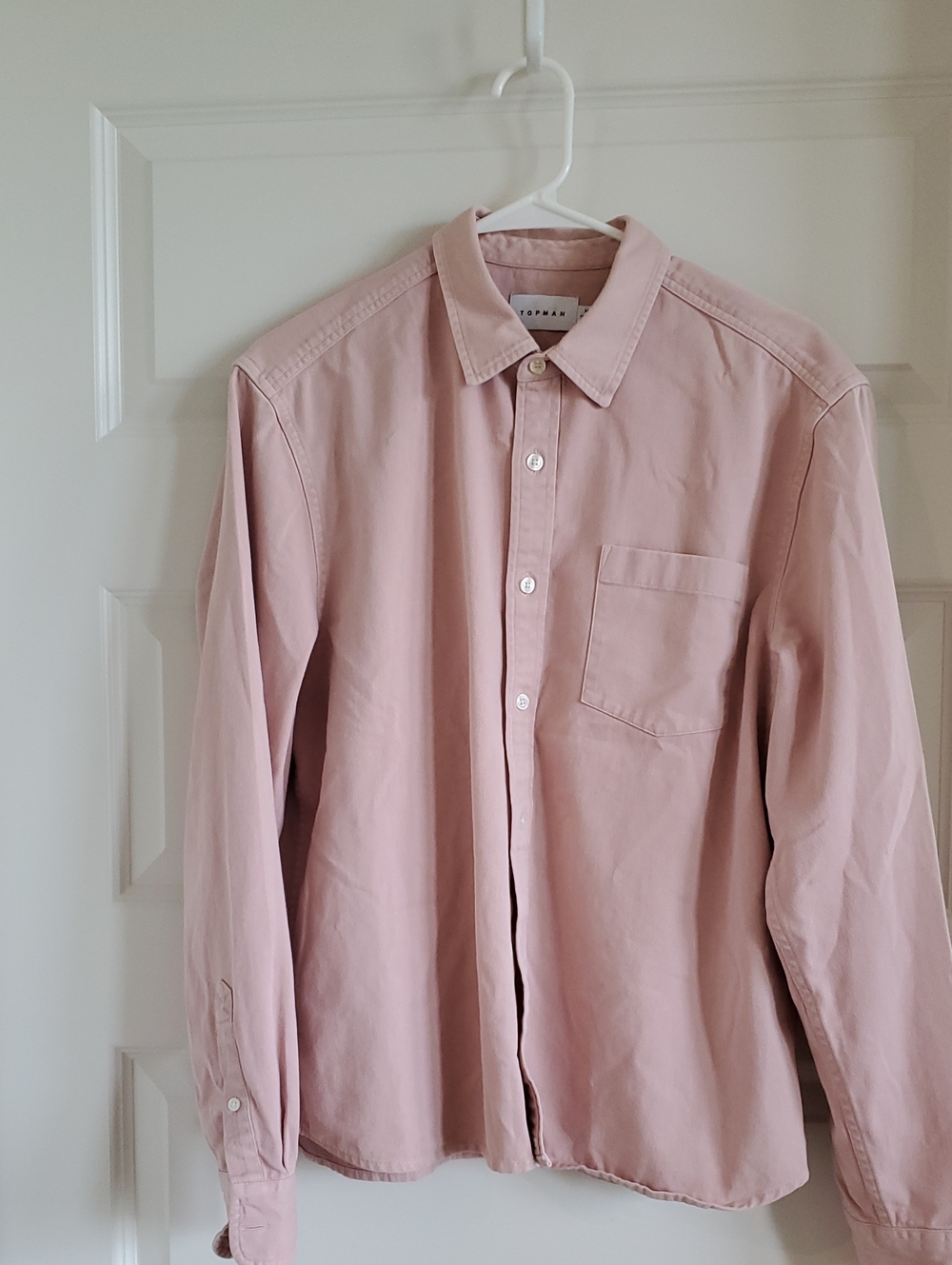 Topman Dusty Pink Button-Down Long Sleeve Shirt